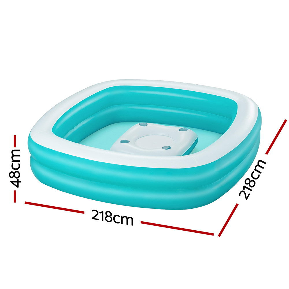 Bestway Kids Inflatable Family Pool with Center Console Cup Holder 218x218x48cm