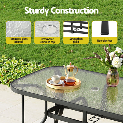 Gardeon 5PC Outdoor Dining Set Table and Chairs Patio Furniture Bistro Set Garden Black