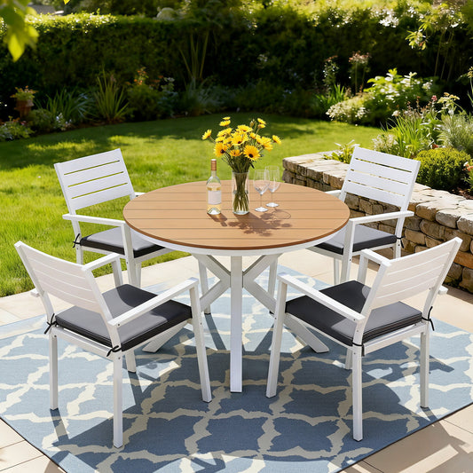 Gardeon Outdoor Dining Set 5 Piece Aluminum WPC Tabletop Patio Furniture