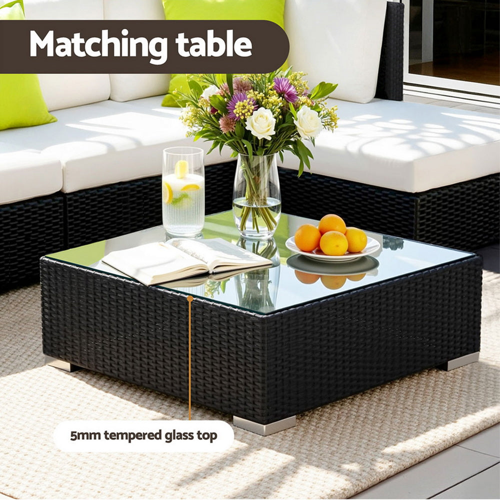 Gardeon 10-Piece Outdoor Sofa Set Wicker Couch Lounge Setting Cover