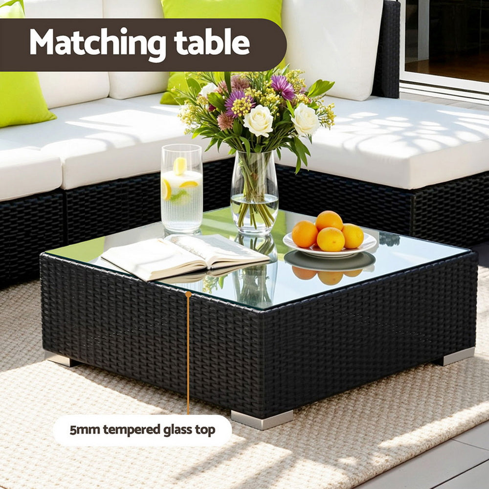 Gardeon 9-Piece Outdoor Sofa Set Wicker Couch Lounge Setting Cover