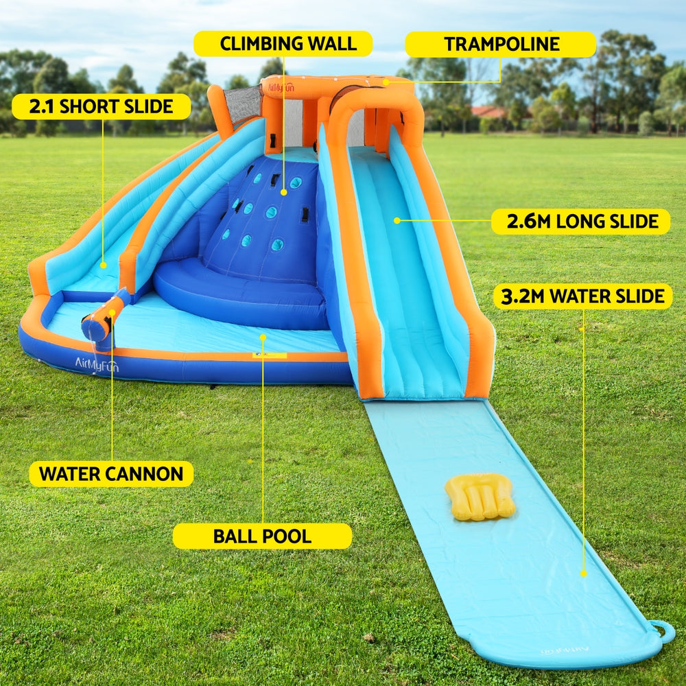 AirMyFun Kids Inflatable Pool Water Double Slide Park Jumping Castle 465X390CM