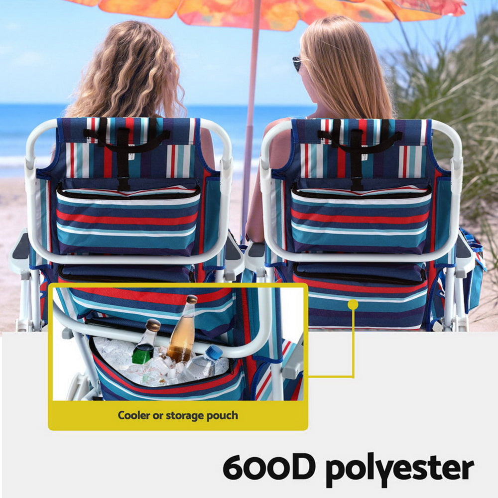 Gardeon Outdoor Chairs Beach Chair Backpack Cooler Storage Lightweight Fishing Blue