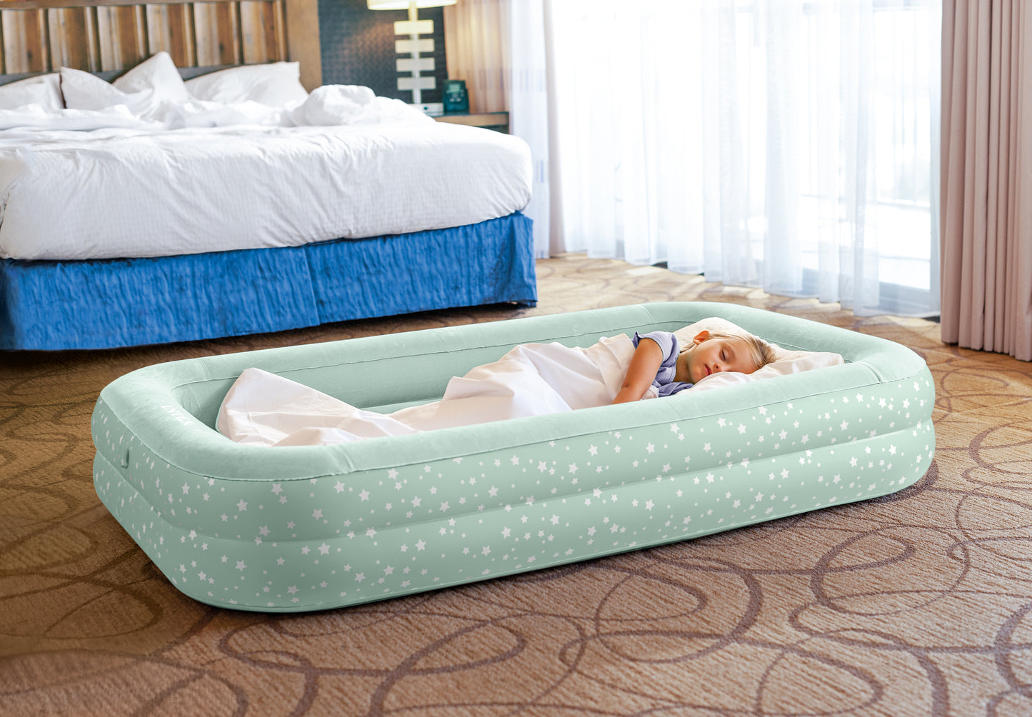 Intex Kidz Inflatable Travel Bed set with Hand Pump - Stars. Great for Travel 66810