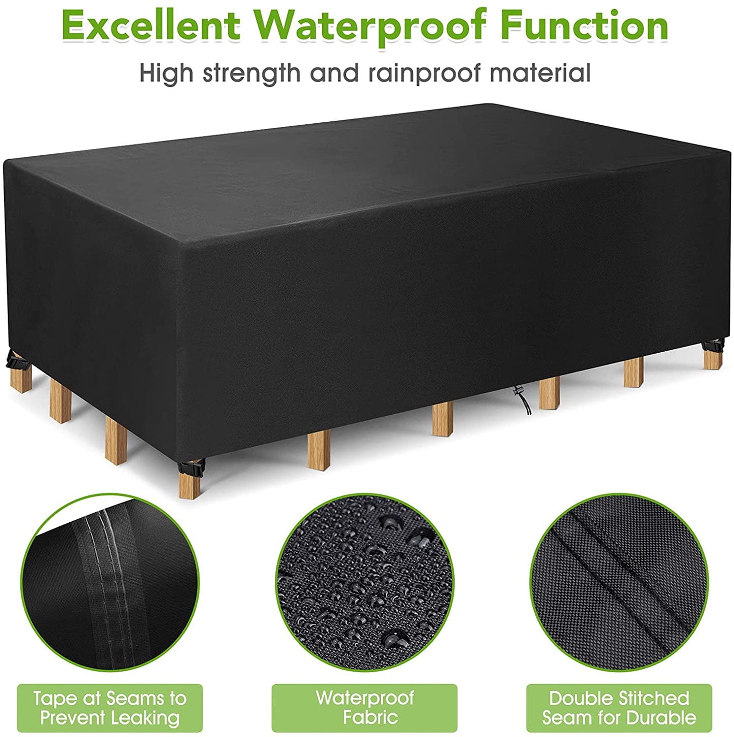 Rectangular Patio Table Cover Heavy Duty Waterproof Outdoor Furniture Set Cover 121" x 54" x 35"