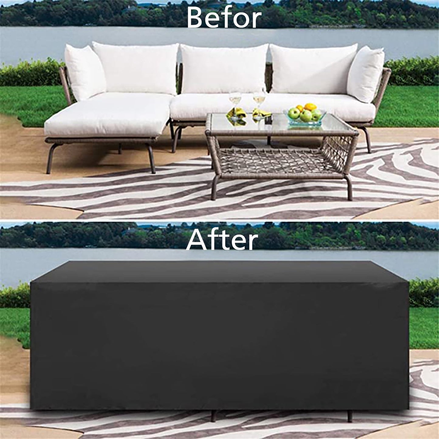 Rectangular Patio Table Cover Heavy Duty Waterproof Outdoor Furniture Set Cover 121" x 54" x 35"