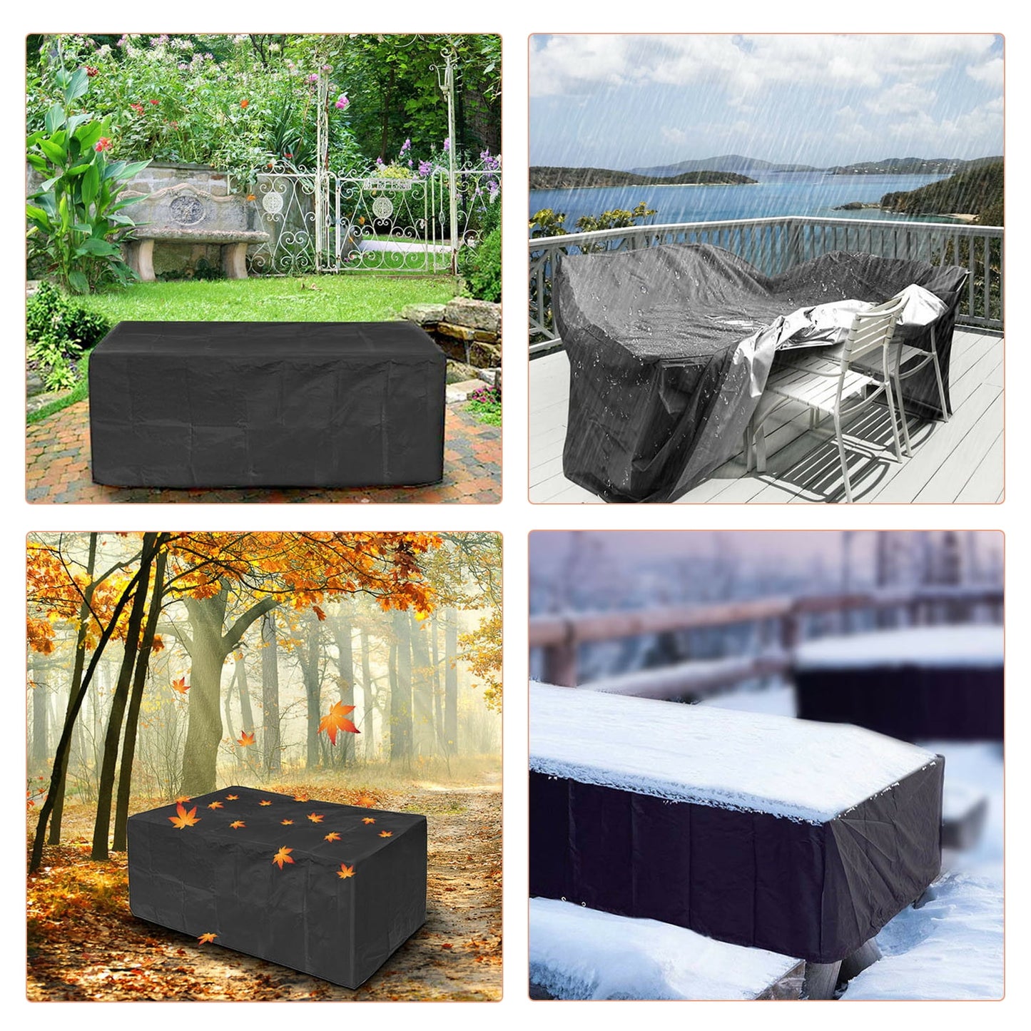 Rectangular Patio Table Cover Heavy Duty Waterproof Outdoor Furniture Set Cover 121" x 54" x 35"