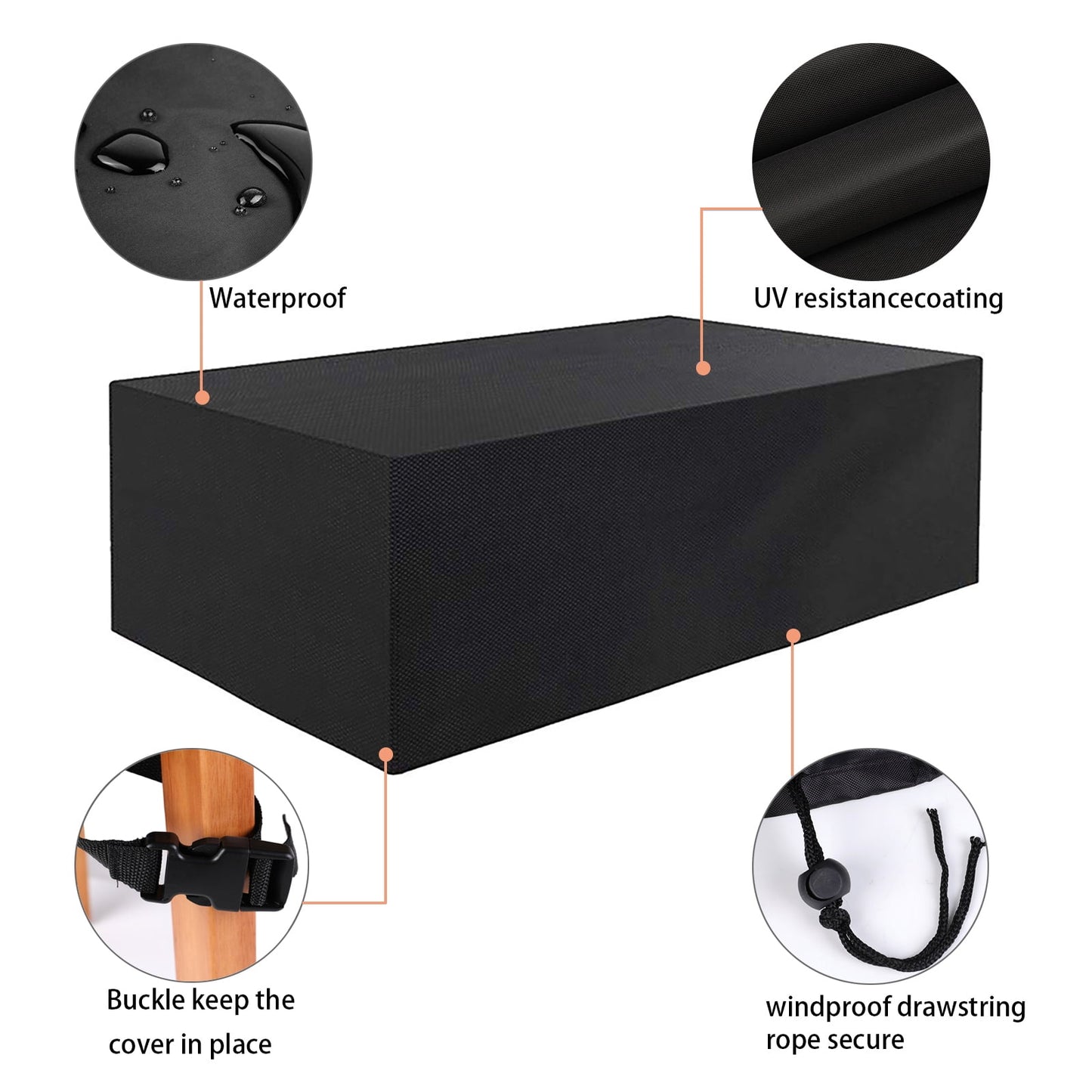 Rectangular Patio Table Cover Heavy Duty Waterproof Outdoor Furniture Set Cover 121" x 54" x 35"