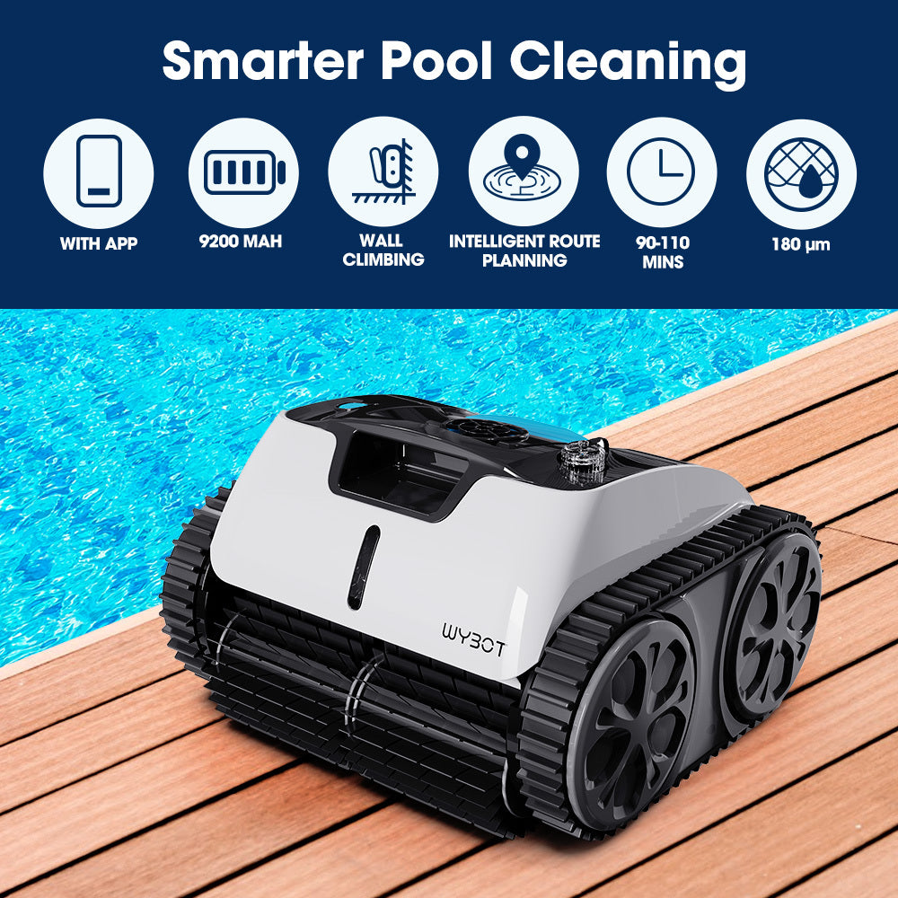 WYBOT Osprey 700 Pro Cordless Robotic Pool Cleaner, Automatic Wall Climbing Vacuum with Strong Suction, Intelligent Path Planning, 90 Min Runtime, Quick Charge, Ideal for Above/In-ground Pools