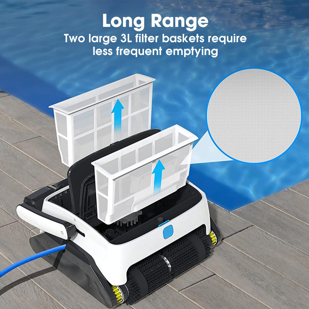 WYBOT Grampus 800 Robotic Pool Cleaner, Automatic Vacuum with Quick Clean, Wall Climbing Capability, Powerful Triple Motors, Large Filter Baskets, Ideal for Large In-Ground Pools