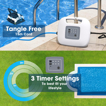 WYBOT Grampus 800 Robotic Pool Cleaner, Automatic Vacuum with Quick Clean, Wall Climbing Capability, Powerful Triple Motors, Large Filter Baskets, Ideal for Large In-Ground Pools