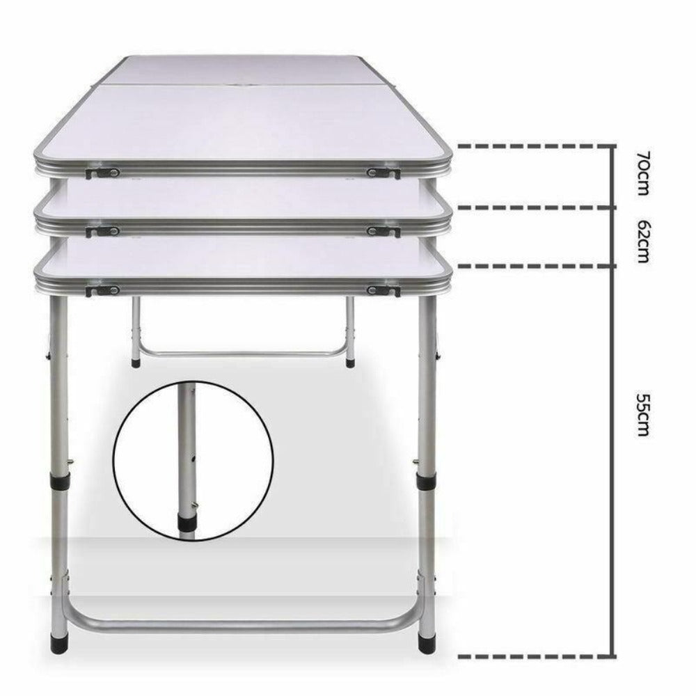 Portable Folding Picnic Camping Set BBQ Party Aluminium Table 4 Foldable Chairs