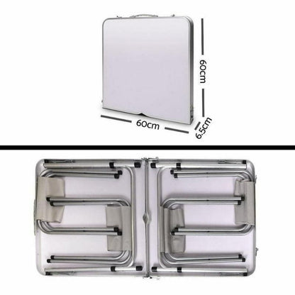 Portable Folding Picnic Camping Set BBQ Party Aluminium Table 4 Foldable Chairs