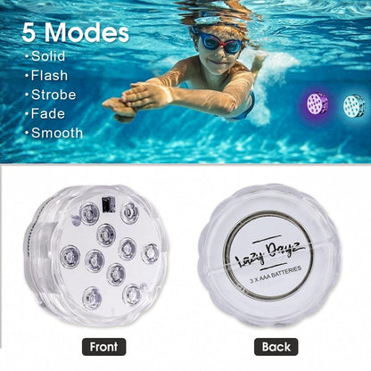 Lazy Dayz 13 Colors LED Remote Pool Light 2 Pack