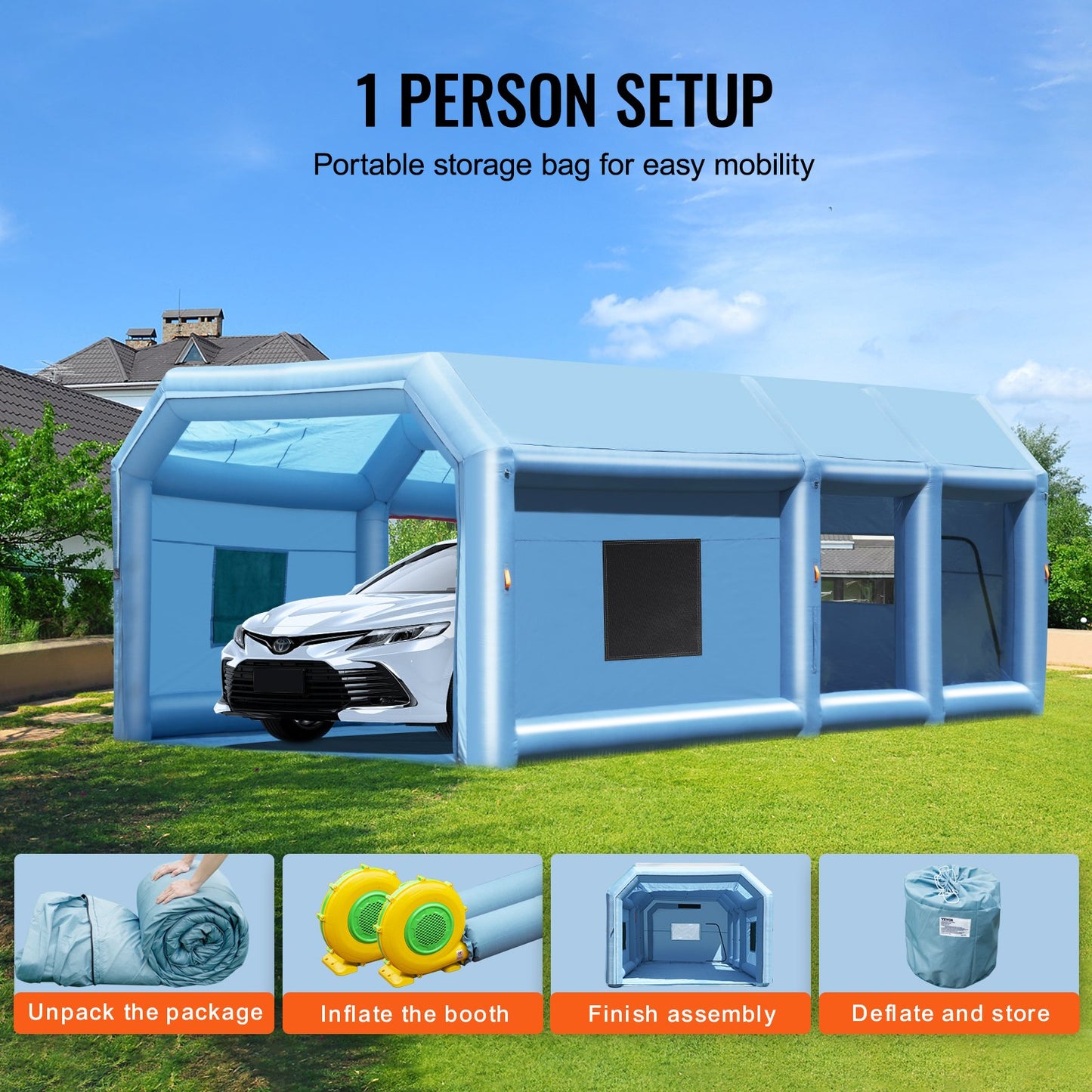 Inflatable Paint Booth 27.9x15.7x10.8ft Inflatable Spray Booth 950W+750W
