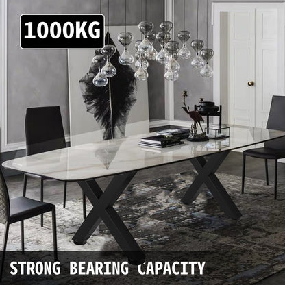 Set of 2 Steel Table Legs, 72cm Height 79cm Wide Dining Table Legs, Heavy Duty 7.9cm Square Box Section X Frame Table Legs,72x79x7.9 cm Black Color Industrial Country Style Metal Dining Leg
