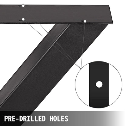 Set of 2 Steel Table Legs, 72cm Height 79cm Wide Dining Table Legs, Heavy Duty 7.9cm Square Box Section X Frame Table Legs,72x79x7.9 cm Black Color Industrial Country Style Metal Dining Leg